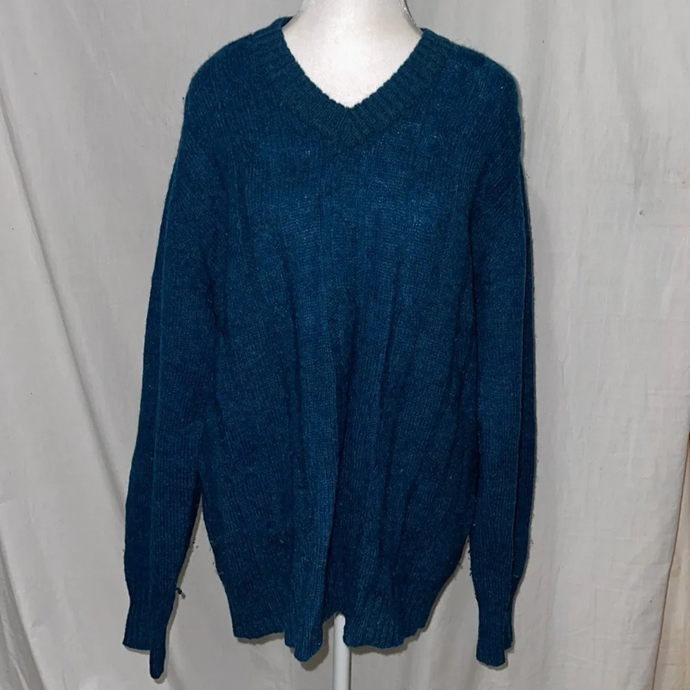 mens vintage blue Bernhard Altmann 100% pure virgin wool sweater size 46